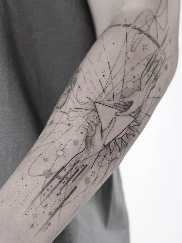 black linework татуировка на forearm #52987 | Тату мастер Миша Нечаев