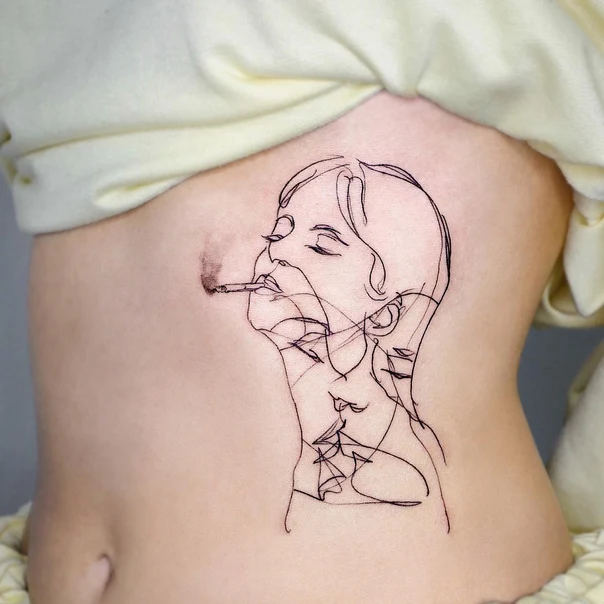 Fineline Face, Cigarette tattoo on Side