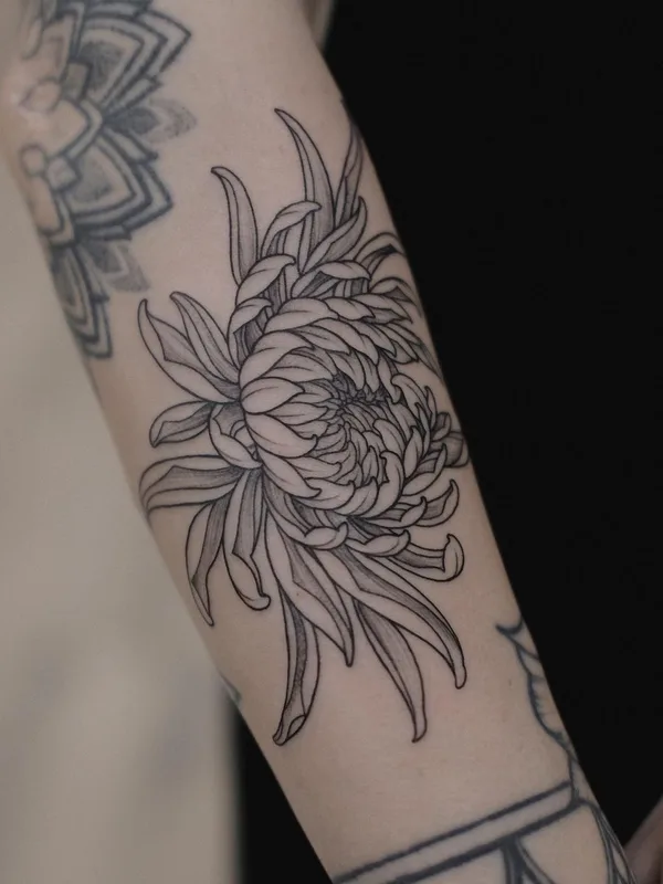 black linework 纹身 在 forearm #53289 | 纹身师 Роман Итчев