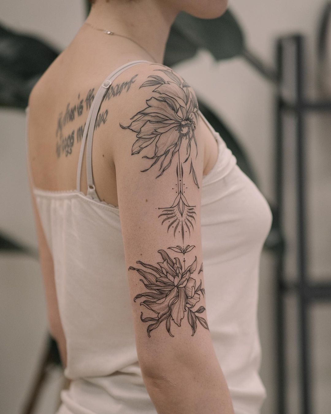 tattoo linework flowers botanical by alexsaurus on DeviantArt