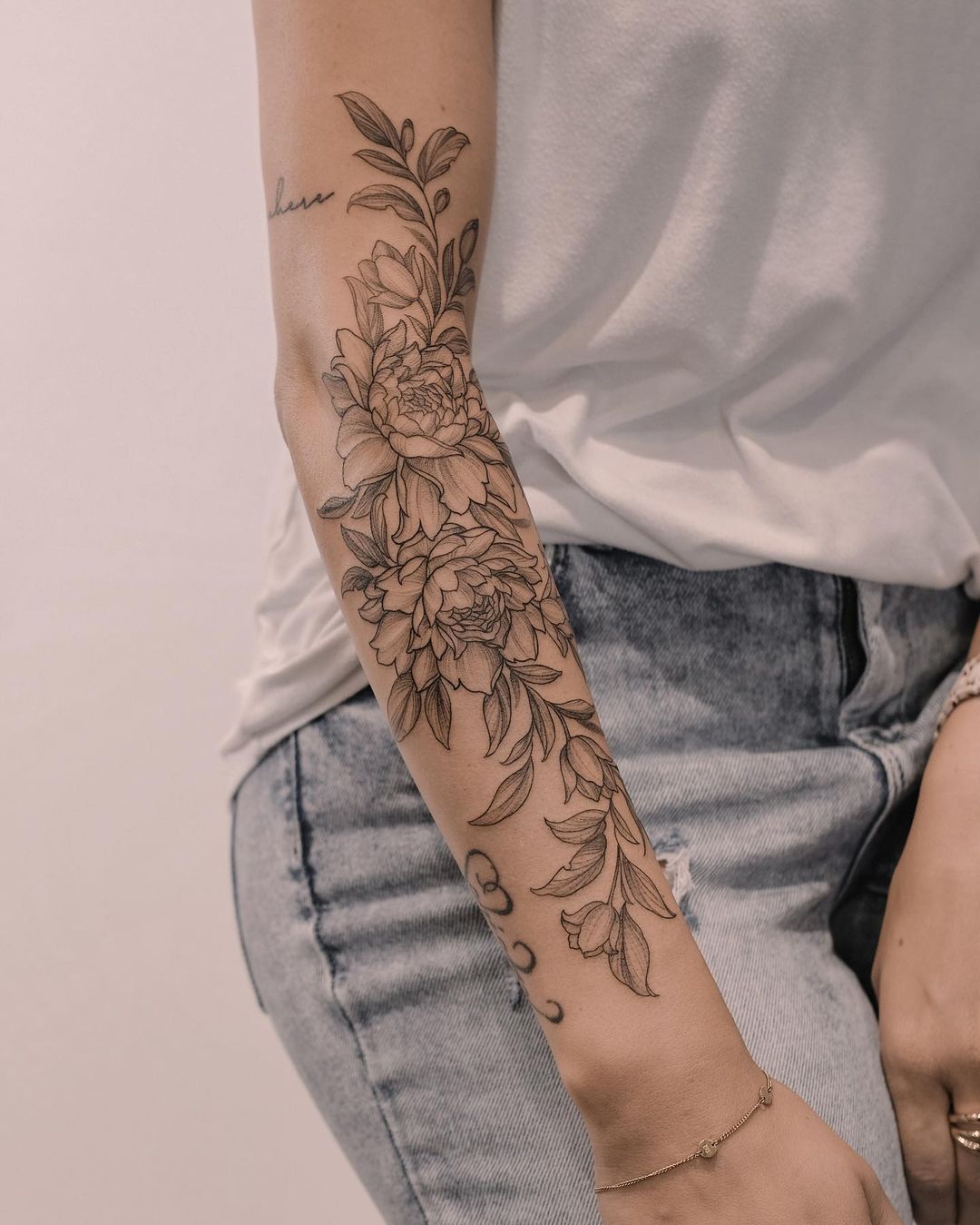 Delicate flower tattoos for girls by Roman Itchev