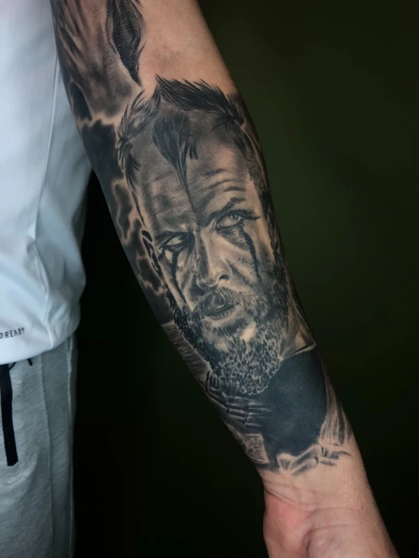 Realism Portrait, Face tattoo on Forearm