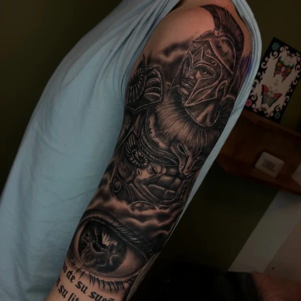 Realism Warrior, Eye tattoo on Full Sleeve