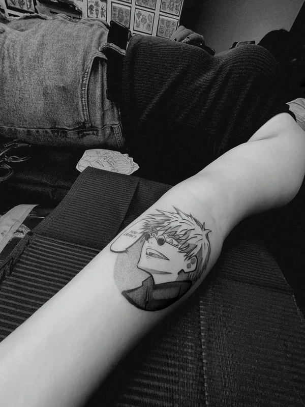 black and grey anime tattoo on forearm #53378 | Tattoo Artist Cazr Killz
