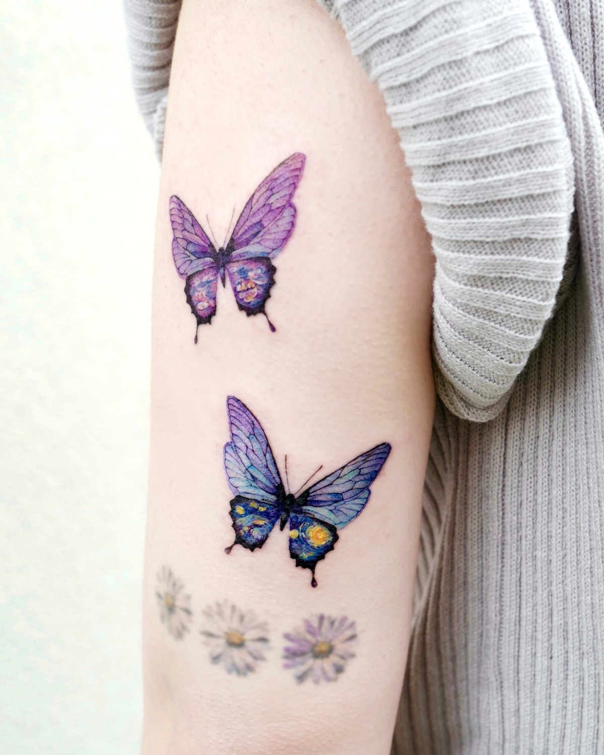 Shoulder Light Purple Butterfly Tattoo