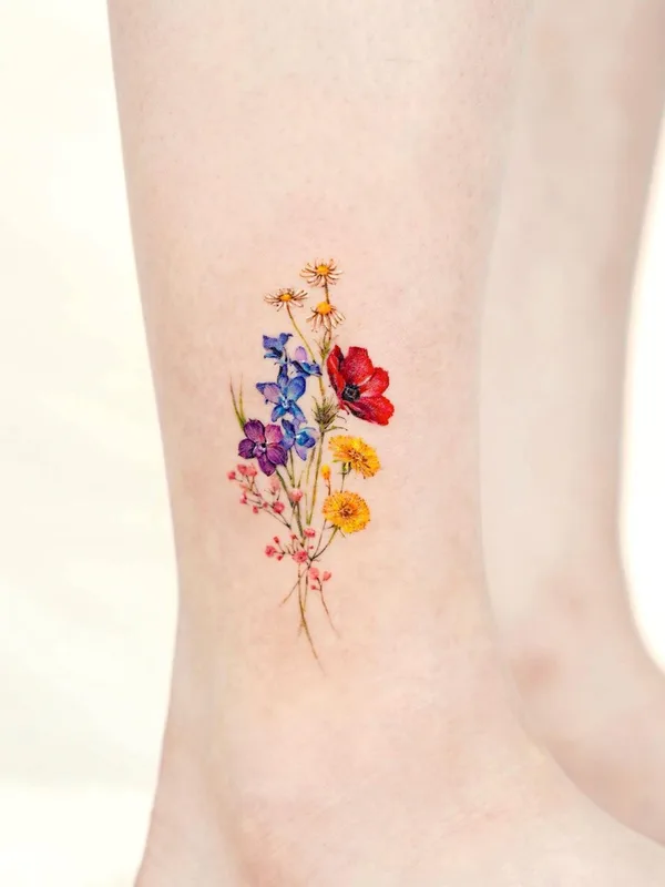 female color miniature tattoo on leg #53432 | Tattoo Artist Tilda Tattoo