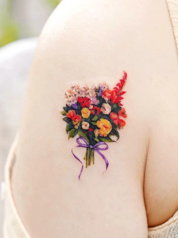 female color miniature tattoo on shoulder #53427 | Tattoo Artist Tilda Tattoo