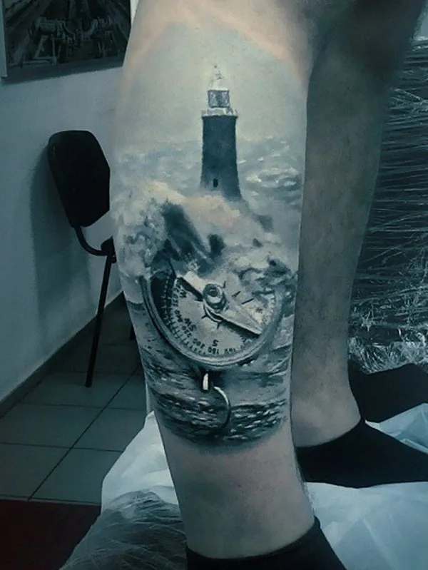 black and grey realism tattoo on calf #64914 | Tattoo Artist Aleksandr Starshinov