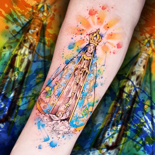 Watercolor Religious, Angel tattoo on Forearm
