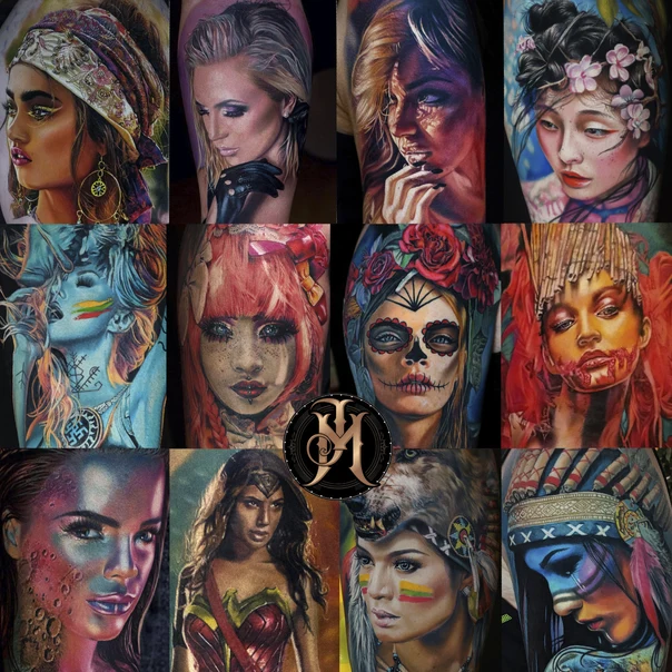 Realism Portraits, Faces tattoo on Full Sleeve