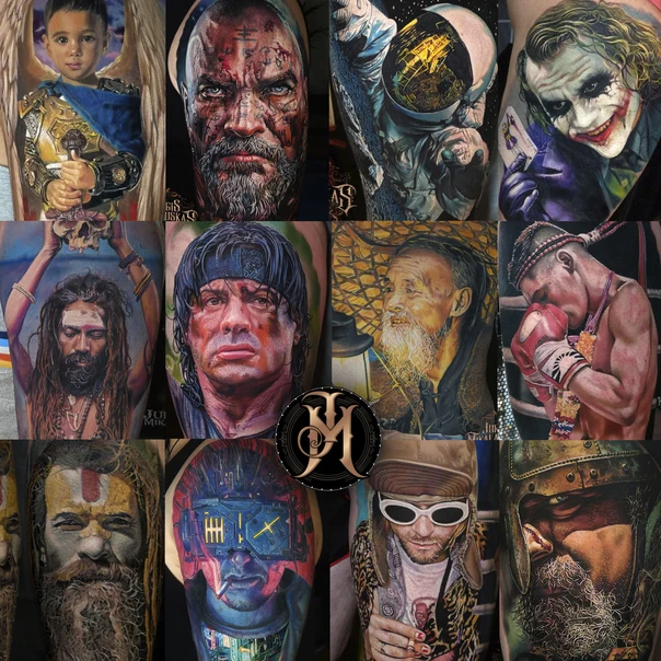 Realism Portrait, Face tattoo on Full Sleeve