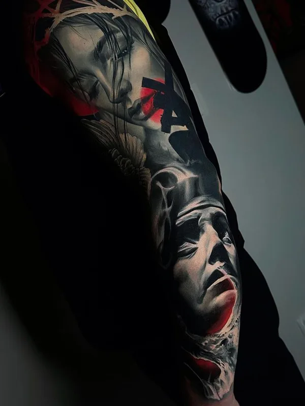 black and grey realism 타투 부위 full sleeve #65095 | 타투이스트 Oksana Lukianenko