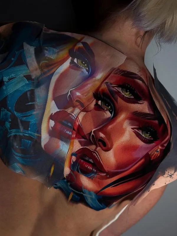 female color realism 타투 부위 upper back #65094 | 타투이스트 Oksana Lukianenko