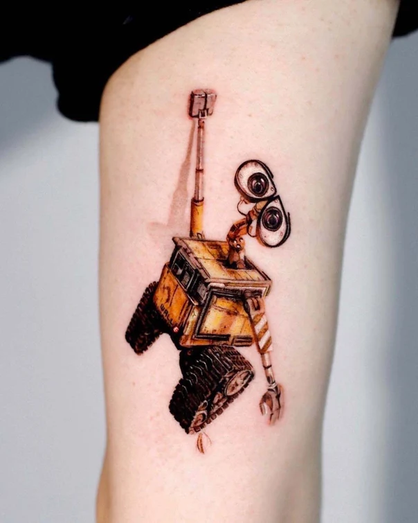 Realism Wall-e, Robot tattoo on Thigh