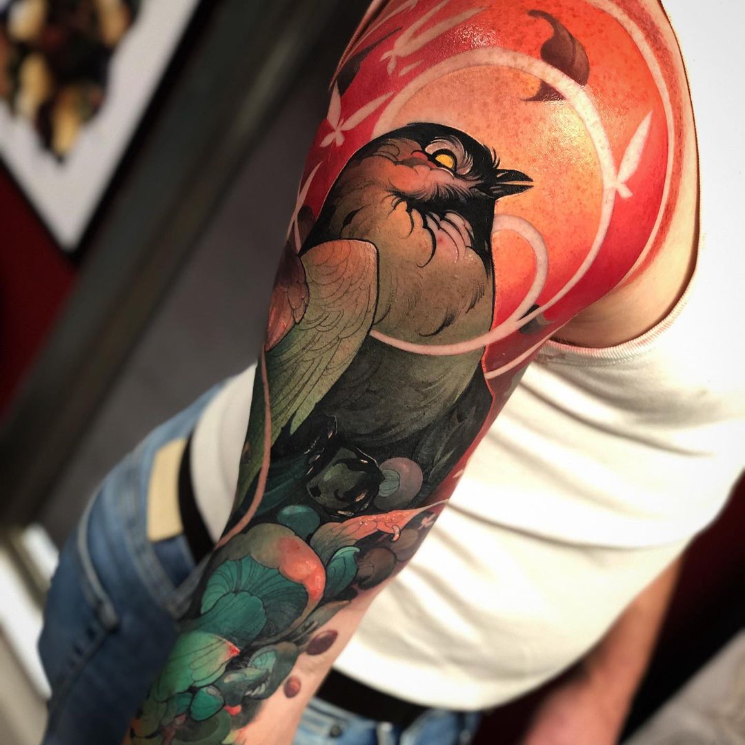 Neo-traditional tattoo by Kenni Poke