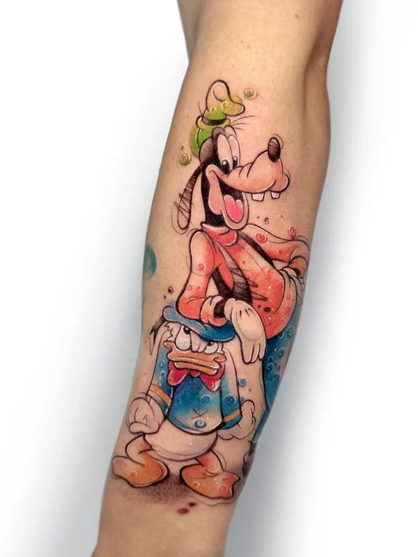 color cartoon 纹身 在 forearm #65292 | 纹身师 Sandra Rizos