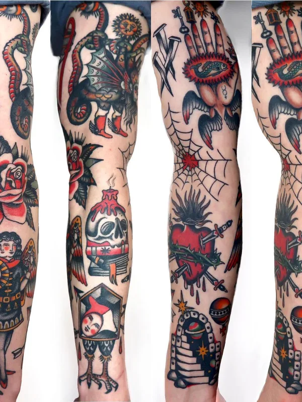 color traditional татуировка на full sleeve #65450 | Тату мастер Moira Ramone