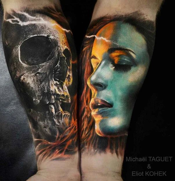 Realism Skull, Portrait tattoo on Forearm