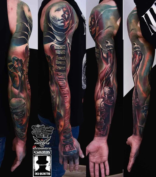 Surrealism Faces, Abstract tattoo on Full Sleeve
