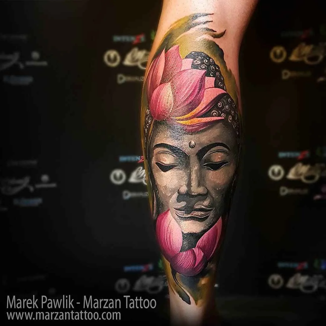 Tattoo artist Marek Marzan Pawlik color, realistic tattoo, bird, flower