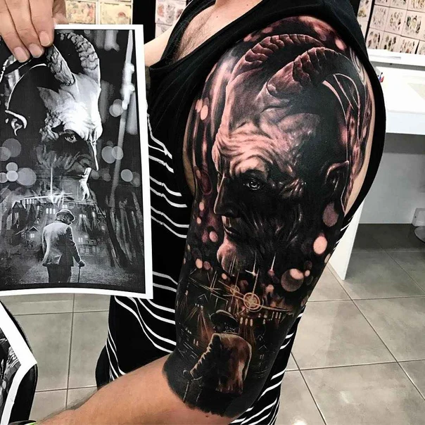 Realism Demon, Portrait tattoo on Full Sleeve