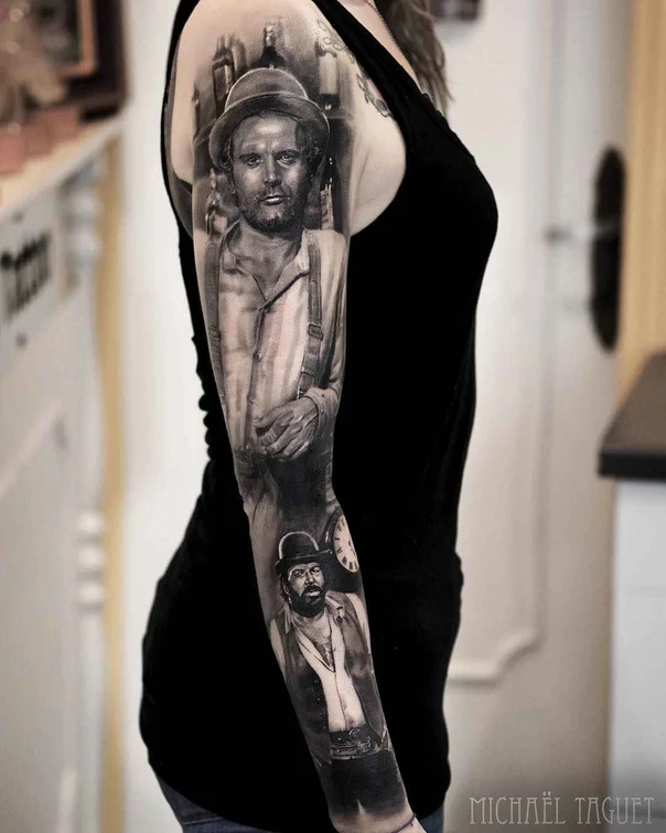 Realism Portrait tattoo on Full Sleeve