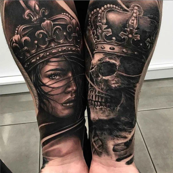 Realism Crown, Skull tattoo on Forearm