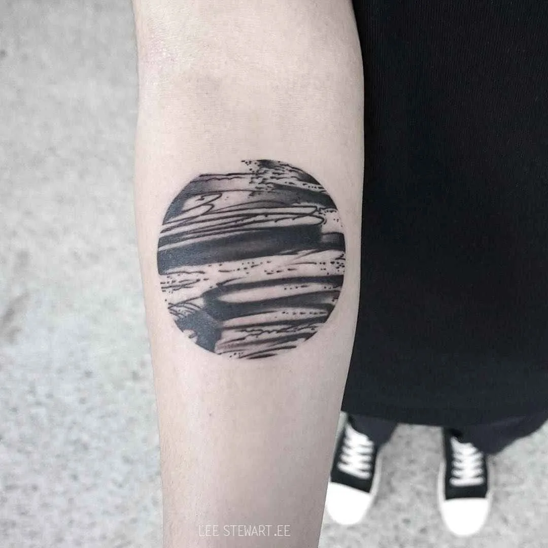 Tattoo artist Lee Stewart blackwork abstract tattoo in auhors brushstroke style | London