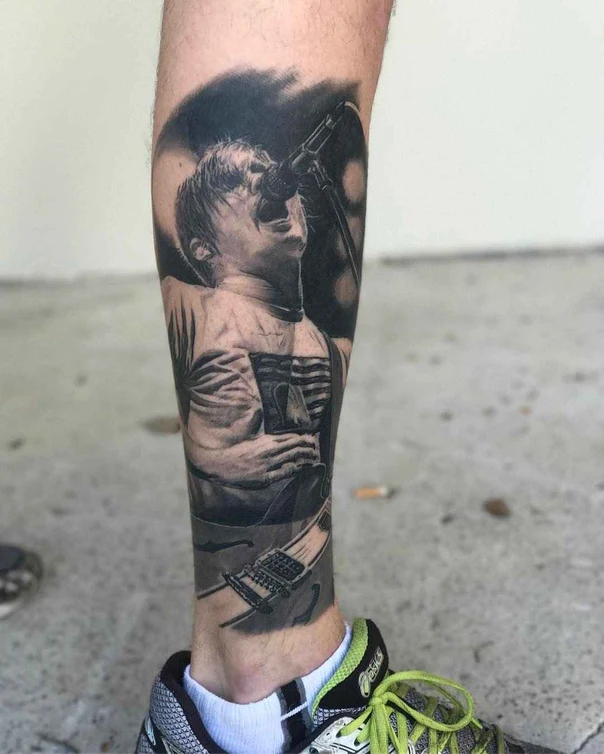 Realism Musician, Guitar tattoo on Calf