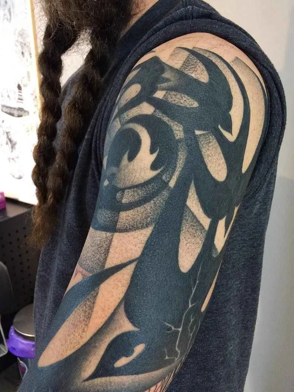 male black blackwork 纹身 在 full sleeve #18746 | 纹身师 Marcin Aleksander Surowiec