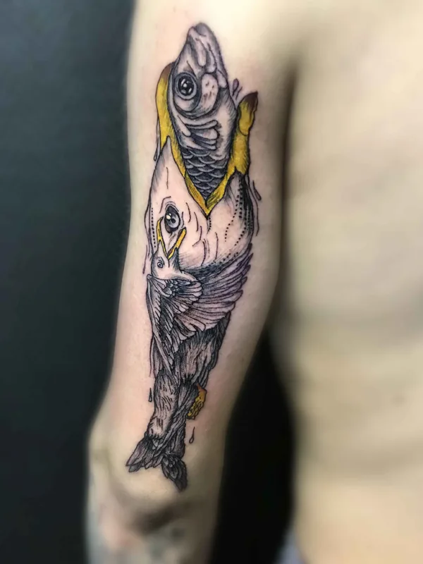 black and grey illustrative tattoo on forearm #18758 | Tattoo Artist Веглин Олег