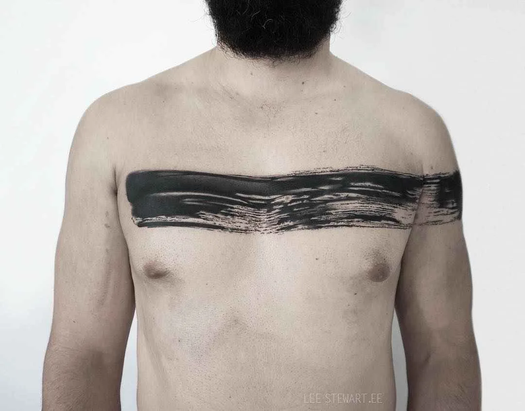 Tattoo artist Lee Stewart blackwork abstract tattoo in auhors brushstroke style | London