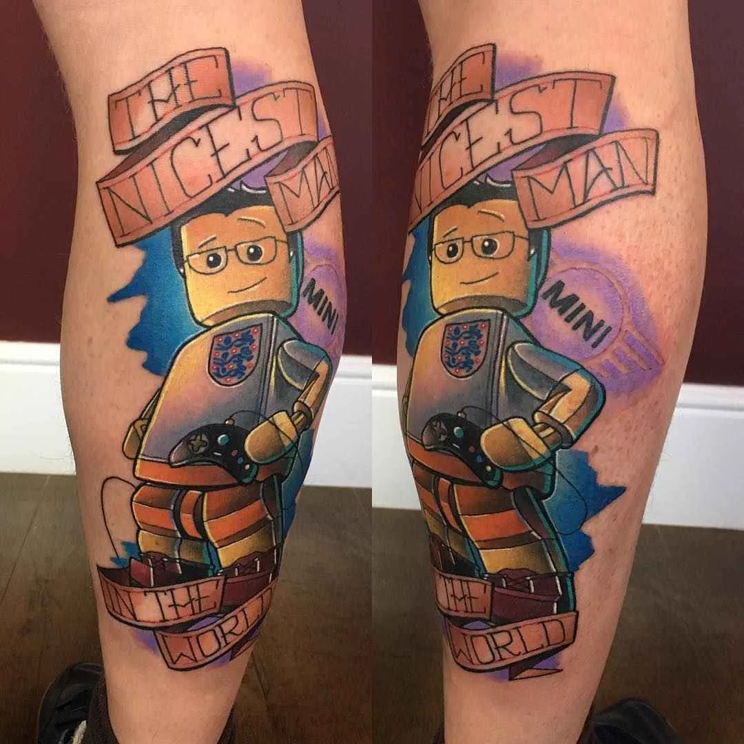Tattoo artist Andy Walker authors color new school tattoo | England