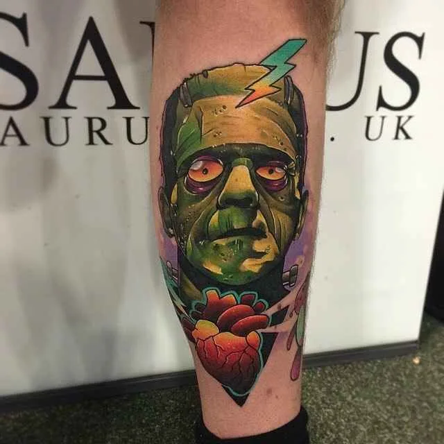 Tattoo artist Andy Walker authors color new school tattoo | England
