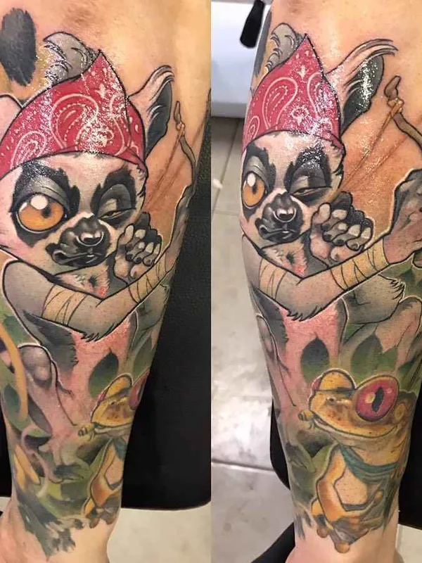 color illustrative tattoo on calf #18366 | Tattoo Artist Ben Banzai