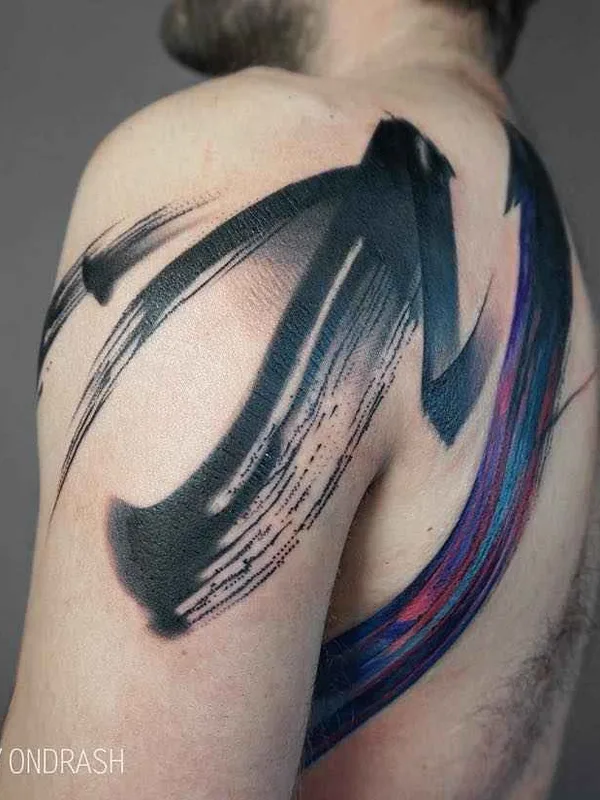 male color abstract tattoo on shoulder #18412 | Tattoo Artist Lee Stewart