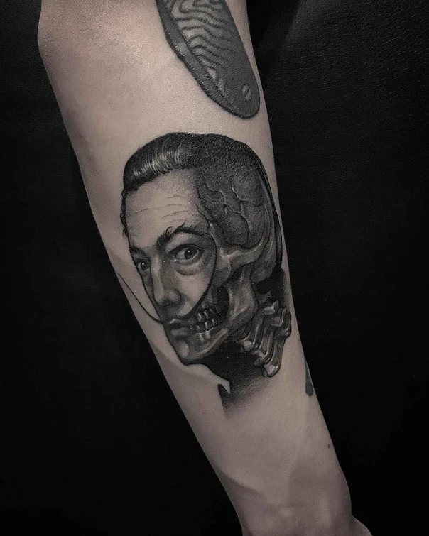 Realism Portrait, Skull tattoo on Forearm