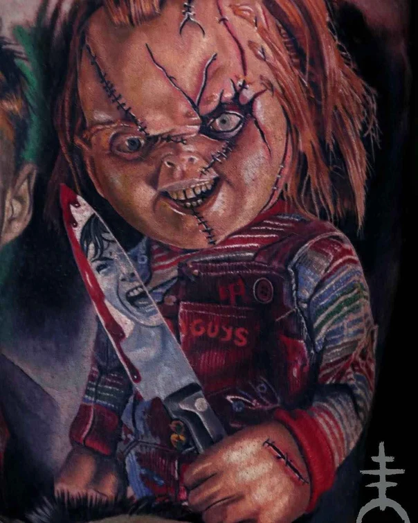 Realism Chucky, Horror tattoo on Forearm