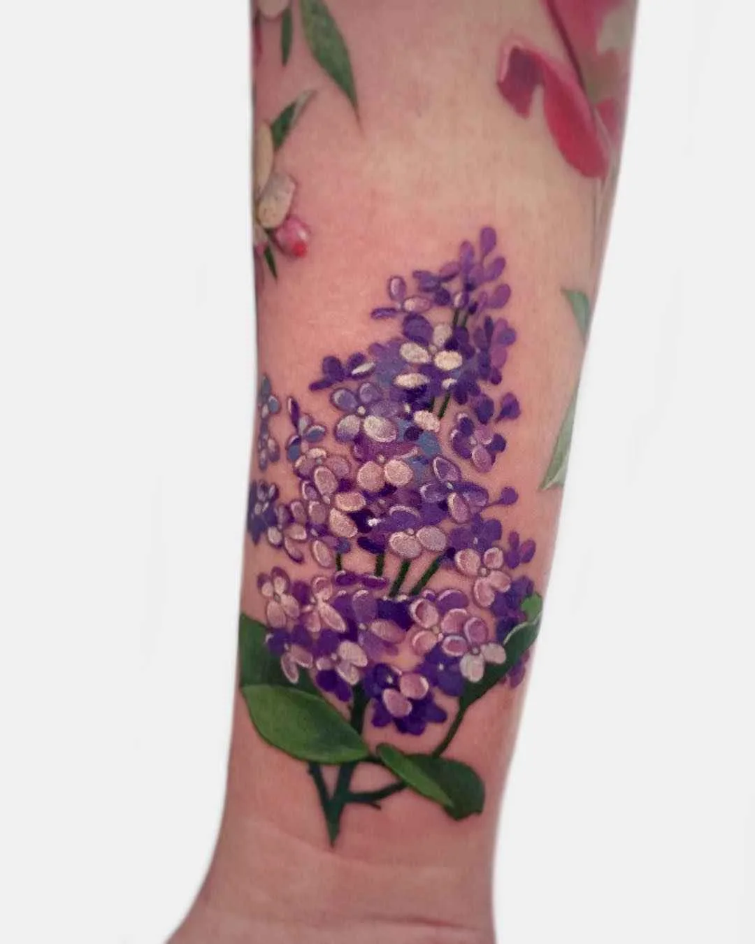 Tattoo artist Janice Bao Bao color authors style illustrative neo traditional tattoo for girls, flowers | Canada
