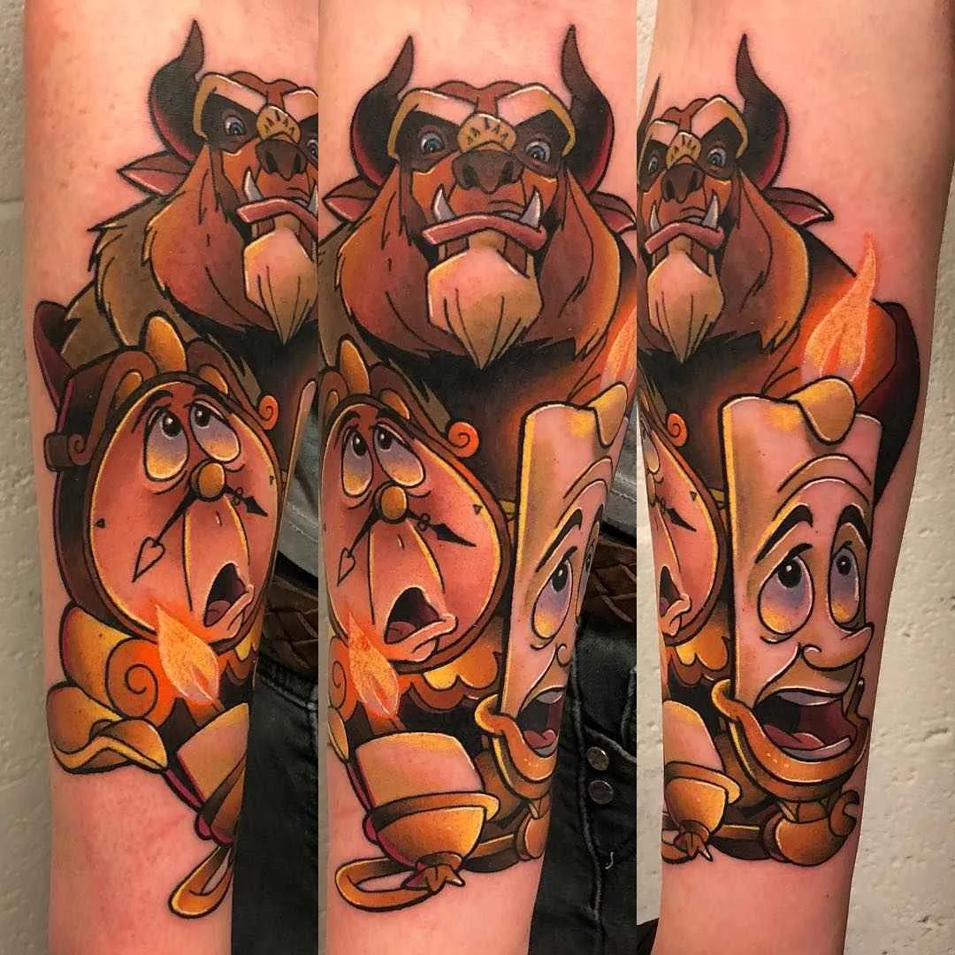 Tattoo artist Andy Walker authors color new school tattoo | England