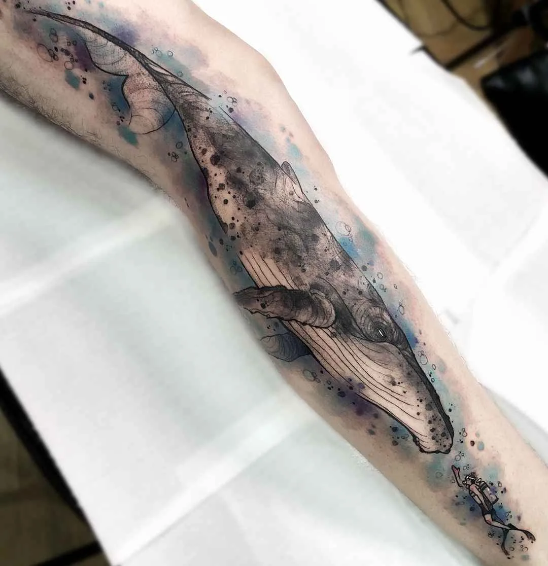 Tattoo artist Felipe Mello authors color, black sketch watercolor tattoo | Brazil