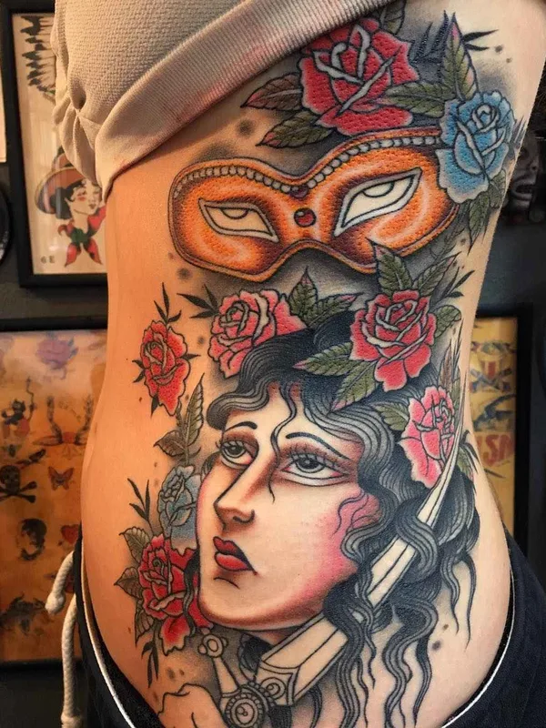 female color neo traditional tattoo on side #18777 | Tattoo Artist Gregory Whitehead