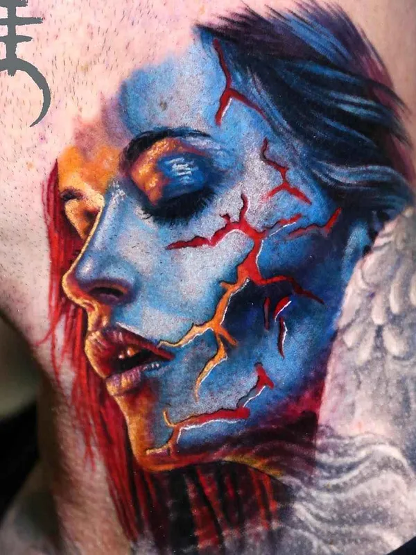 female color realism 타투 부위 neck #18327 | 타투이스트 Moriel El Mori Seror