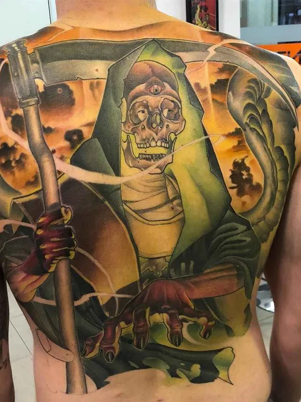 color illustrative tattoo on full back #18368 | Tattoo Artist Ben Banzai
