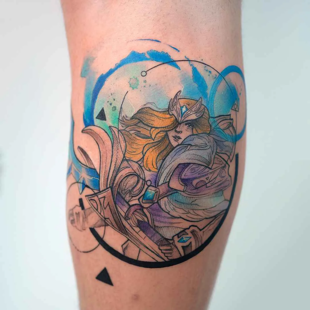 Tattoo artist Baris Yesilbas color athors style watercolor tattoo with geometry and realistic elements | Turkey, United States