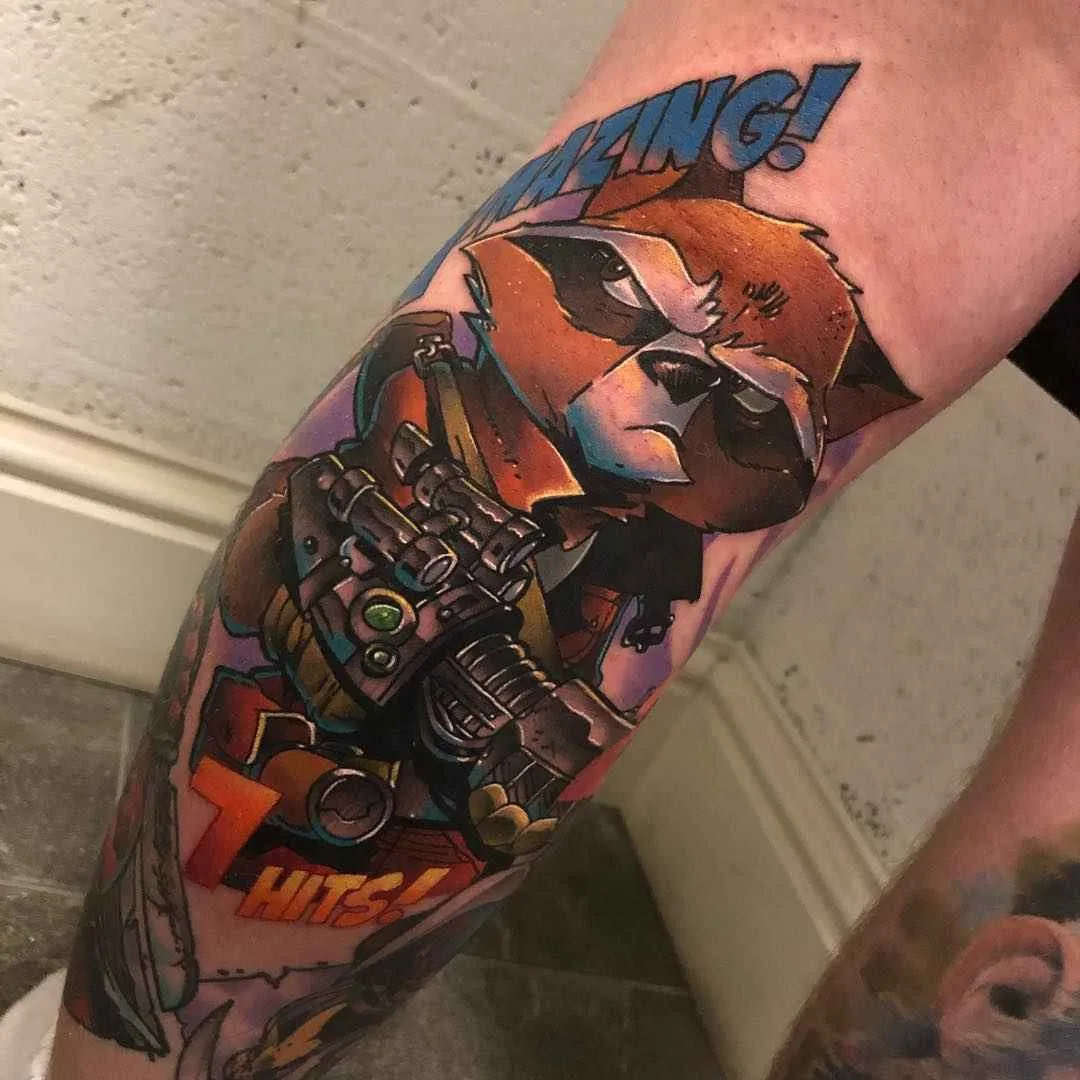 Tattoo artist Andy Walker authors color new school tattoo | England