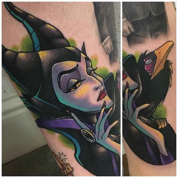 New School Maleficent, Raven tattoo on Forearm