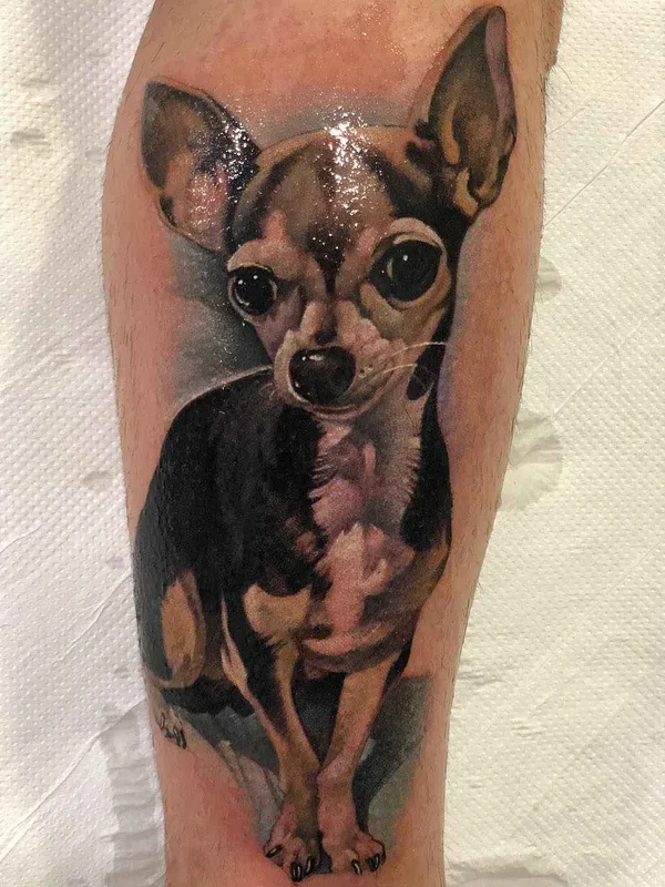 color realism tattoo on calf #18369 | Tattoo Artist Ben Banzai