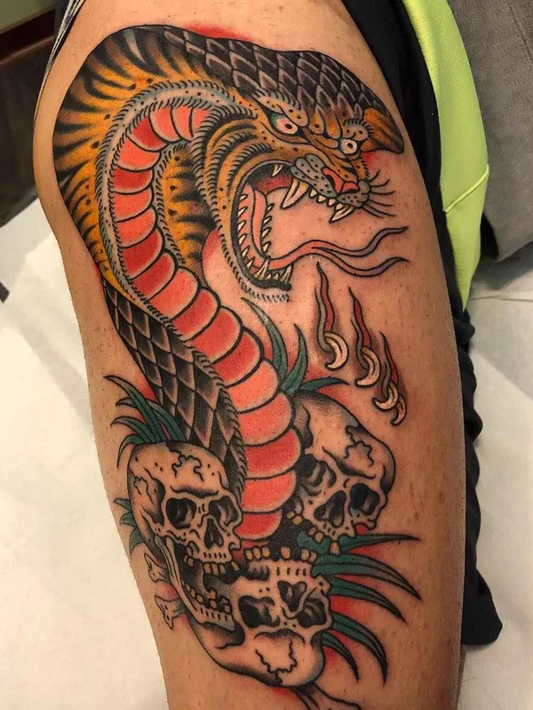 color neo traditional tattoo on thigh #18776 | Tattoo Artist Gregory Whitehead