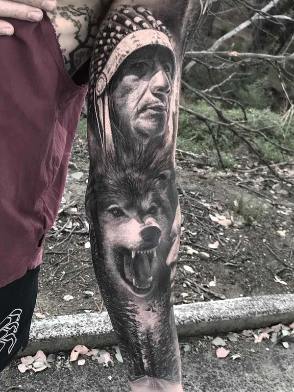 male black and grey realism Tatuaggio su full sleeve #18431 | Tatuatore Chris Nieves